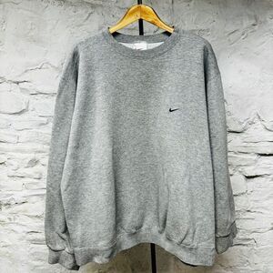 Vintage 90s Nike Mens XL Embroidered Swoosh Gray Crewneck Sweatshirt White Tag